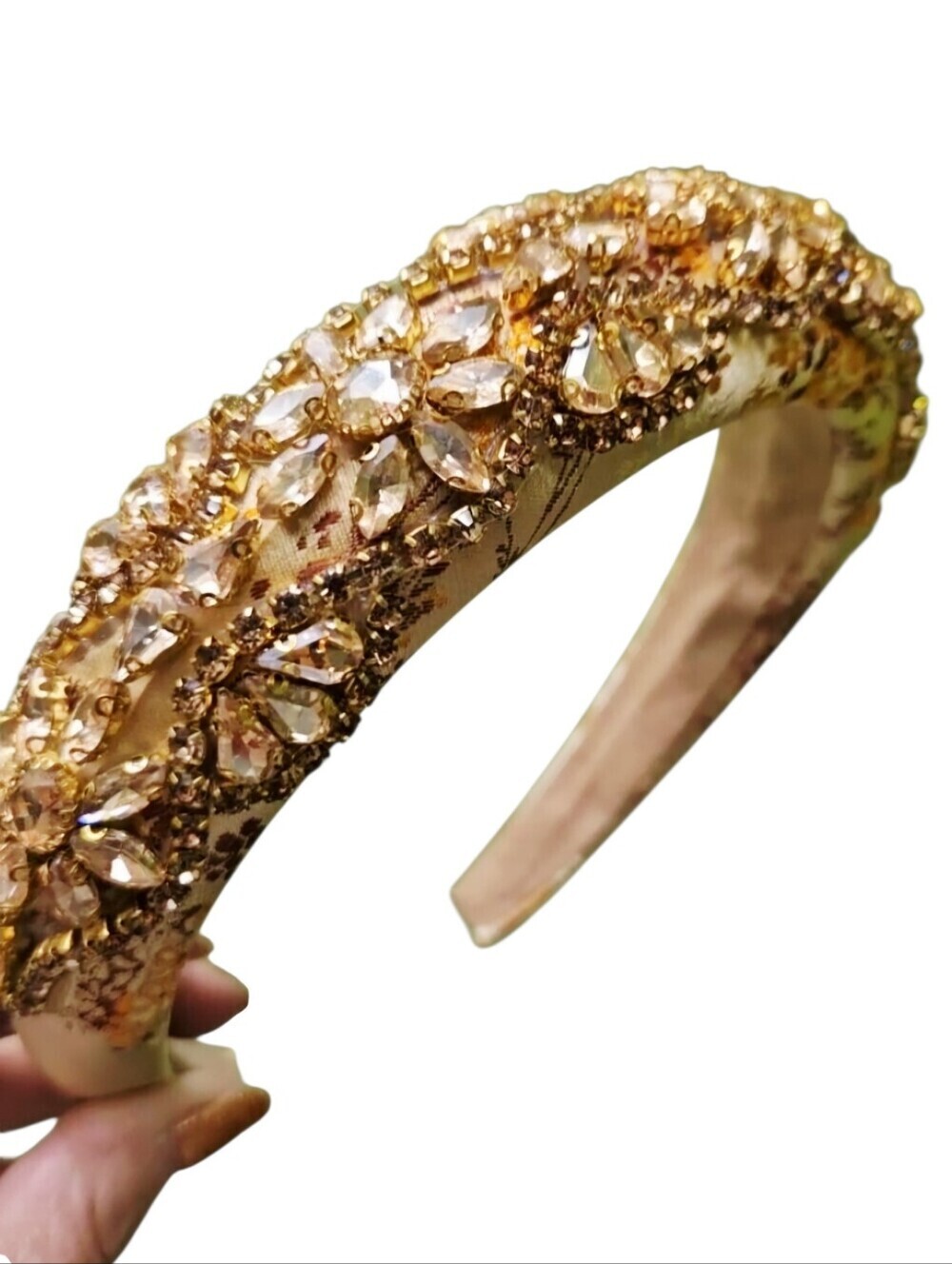Headband Beaded Gold and Cream Elegant
